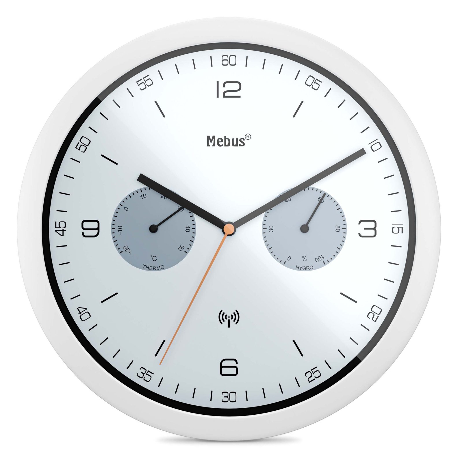 Mebus 52826 - Wand - Rund - Schwarz - Grau - Weiß - Kunststoff - Akku - AA