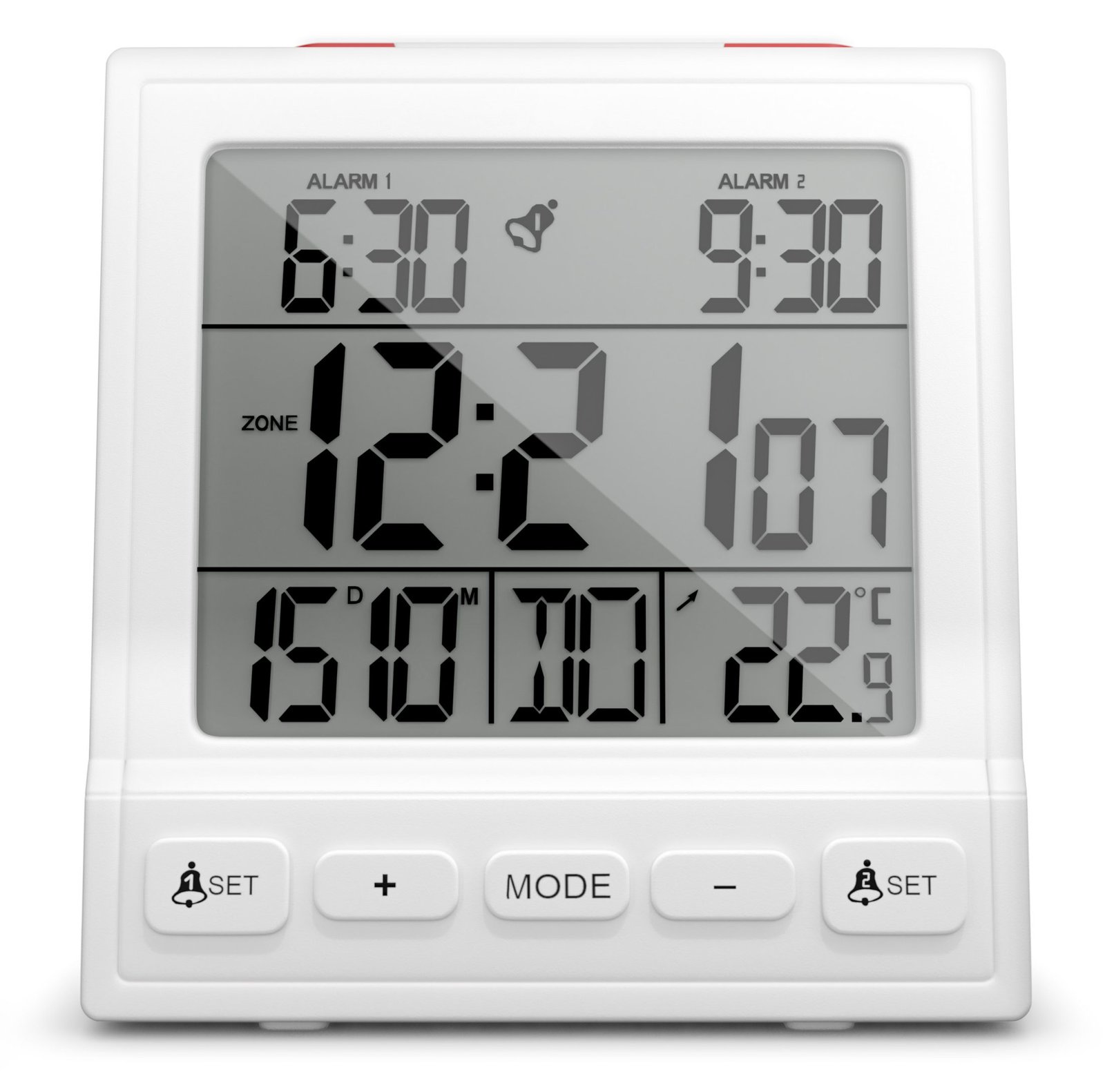Mebus 56813 - Digitaler Wecker - Rechteck - Weiß - 12/24 h - F - °C - Weiß