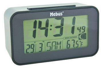 Mebus Funk-Wecker digital ohne 2x AAA Batterien 7,1x12x4,8cm anthrazit - Digitaler Wecker - Anthrazit - F,°C - LCD von LumaTech