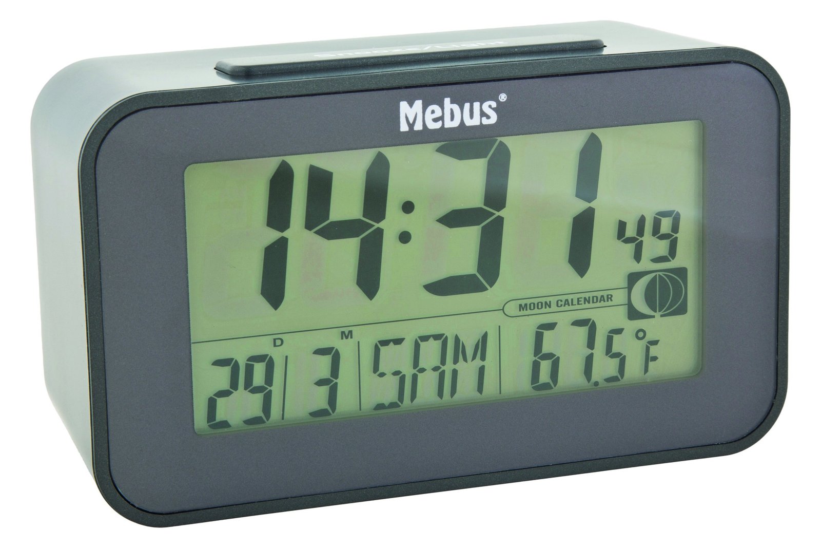 Mebus Funk-Wecker digital ohne 2x AAA Batterien 7,1x12x4,8cm anthrazit - Digitaler Wecker - Anthrazit - F,°C - LCD