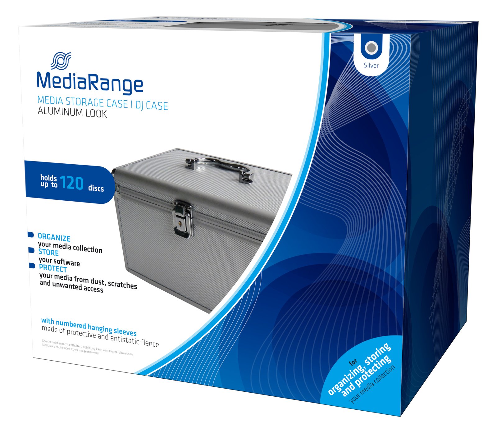 MEDIARANGE BOX79 - Gehäusebox - 120 Disks - Silber - Fleece - Kunststoff - Holz - 120 mm - Aluminium