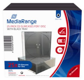 MEDIARANGE CD-Slimcases f. 1 Disc m. schwarz Tray 25er-Pack
