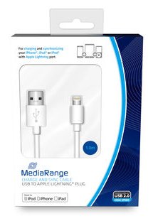 MEDIARANGE MRCS178 - 1 m - Lightning - USB A - Männlich - Männlich - Weiß von LumaTech