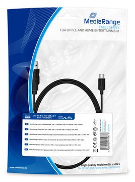 MEDIARANGE MRCS188 - 1,8 m - USB A - Mini-USB B - USB 2.0 - 0,48 Gbit/s - Schwarz von LumaTech