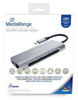 MEDIARANGE MRCS510 - USB 3.2 Gen 1 (3.1 Gen 1) Type-C - 60 W - Silber - SD - SDHC - SDXC - USB 3.2 Gen 1 (3.1 Gen 1)