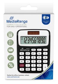 MEDIARANGE MROS190 - Desktop - Einfacher Taschenrechner - 10 Ziffern - Batterie/Solar - Schwarz - Weiß