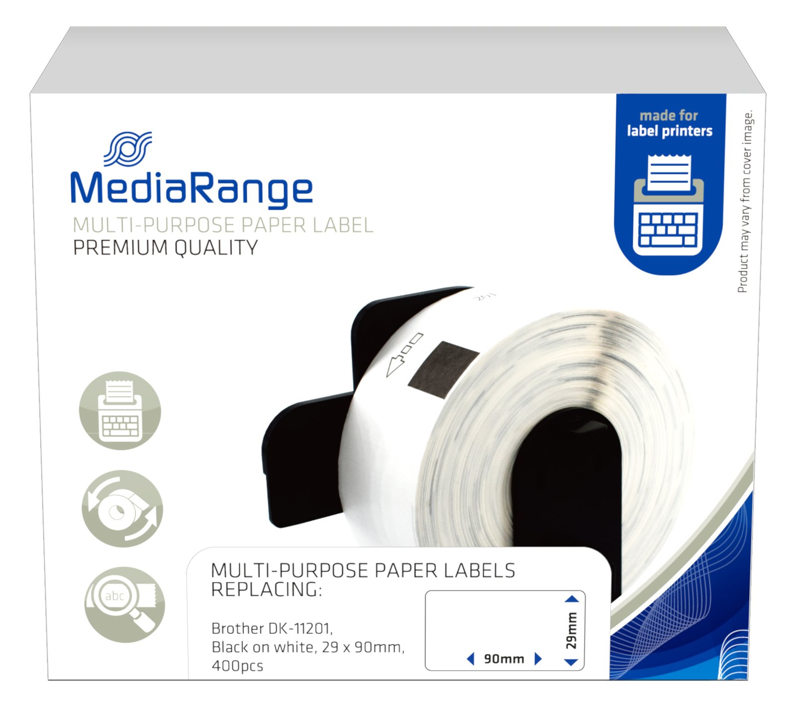 MEDIARANGE Papieretiketten Brother DK-11201 29x90mm 400St ws