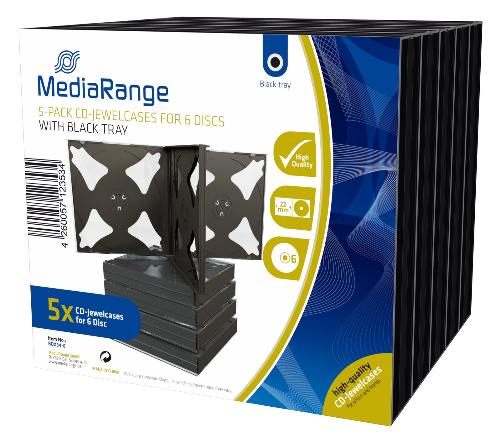MEDIARANGE Retail pack 6er CD-Jewelcase - Behälter CD-Aufbewahrung - Kapazität: 6 CD/DVD (Packung mit 10)