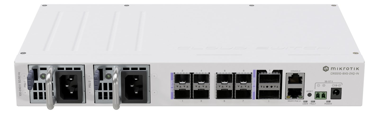 MikroTik CRS510-8XS-2XQ-IN - Switch - 8 x 25 Gigabit SFP28 + 2 x 100 Gigabit QSFP28
