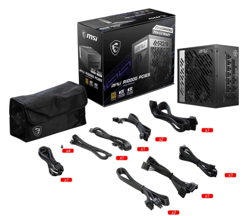MSI 824142293126 Desktop-PC Netzteil MAG A1000G - PC-/Server Netzteil - 80 PLUS Gold, Ansicht 6