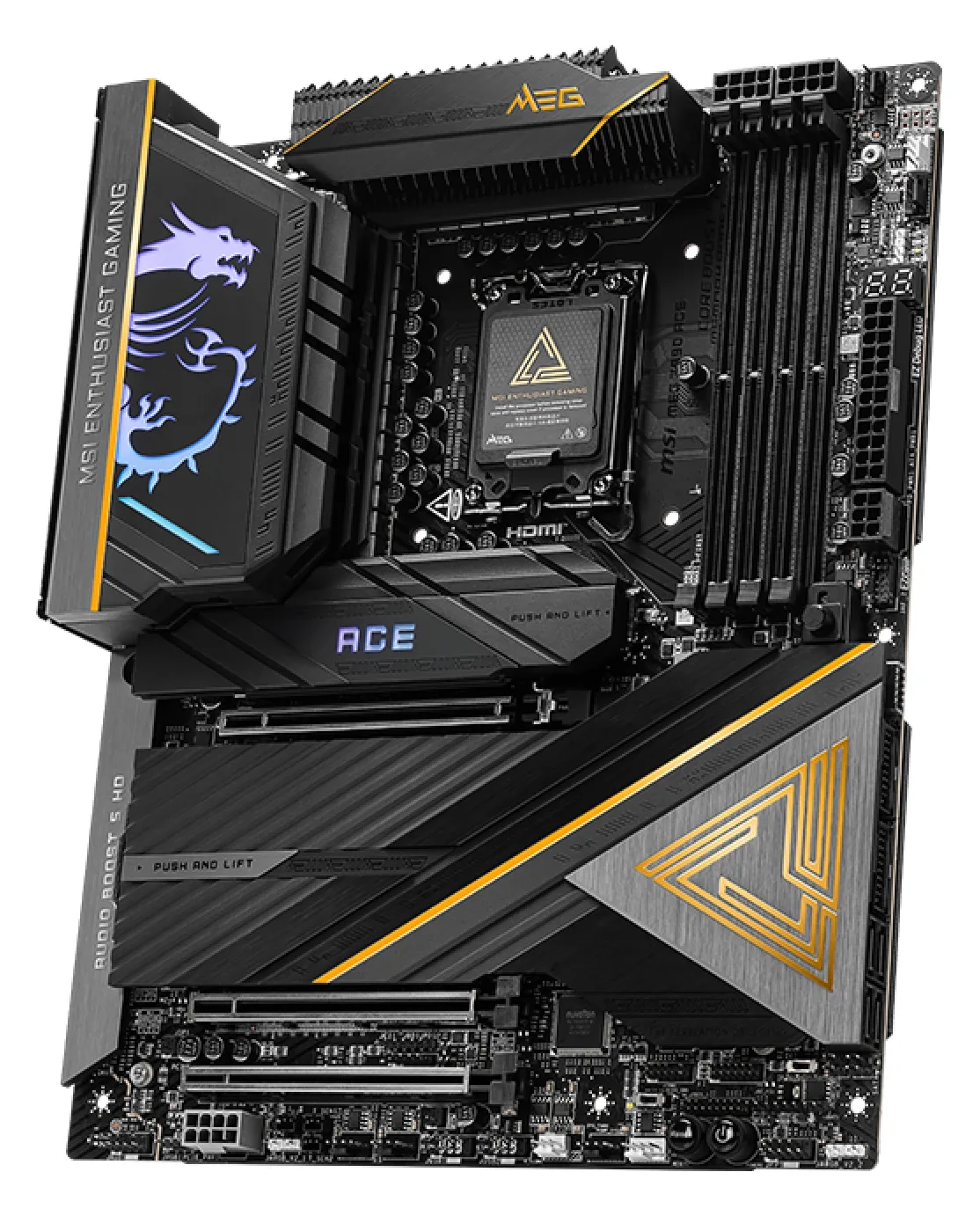 MSI MEG Z890 ACE - Motherboard - ATX - LGA1851-Sockel - Z890 Chipsatz - USB-C 3.2 Gen 2x2, USB 3.2 Gen 1, USB 3.2 Gen 2, Ansicht 4