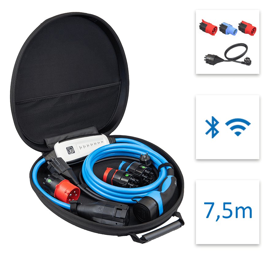 NRGkick Set Optimal - Typ 2 - 22 kW - 32 A - 7,5 m - Überspannung - Überhitzung - Unterspannung - Schwarz - Blau - Rot