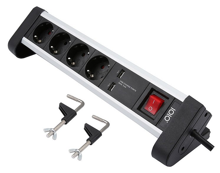 Olympia SL 2425 U - 1,5 m - 4 AC-Ausgänge - Indoor - 1,5 mm² - Schwarz - Silber - Aluminium