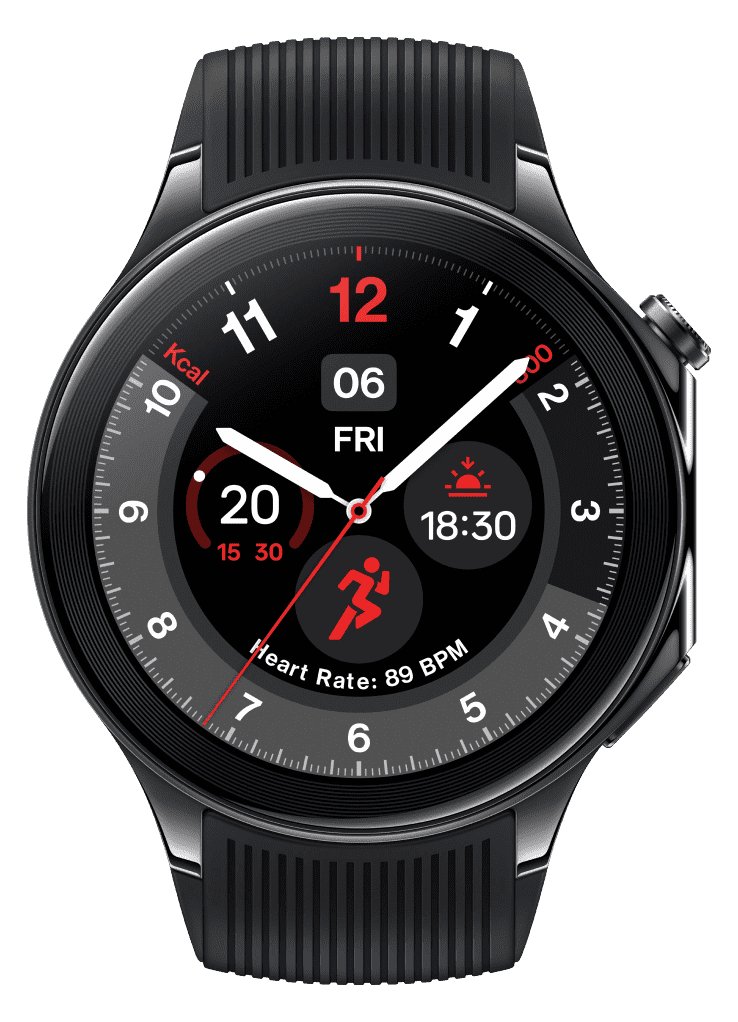 OnePlus Watch 2 - 46 mm - intelligente Uhr mit Riemen - Flouroelastomer - Handgelenkgröße: 140-210 mm - Anzeige 3.63 cm