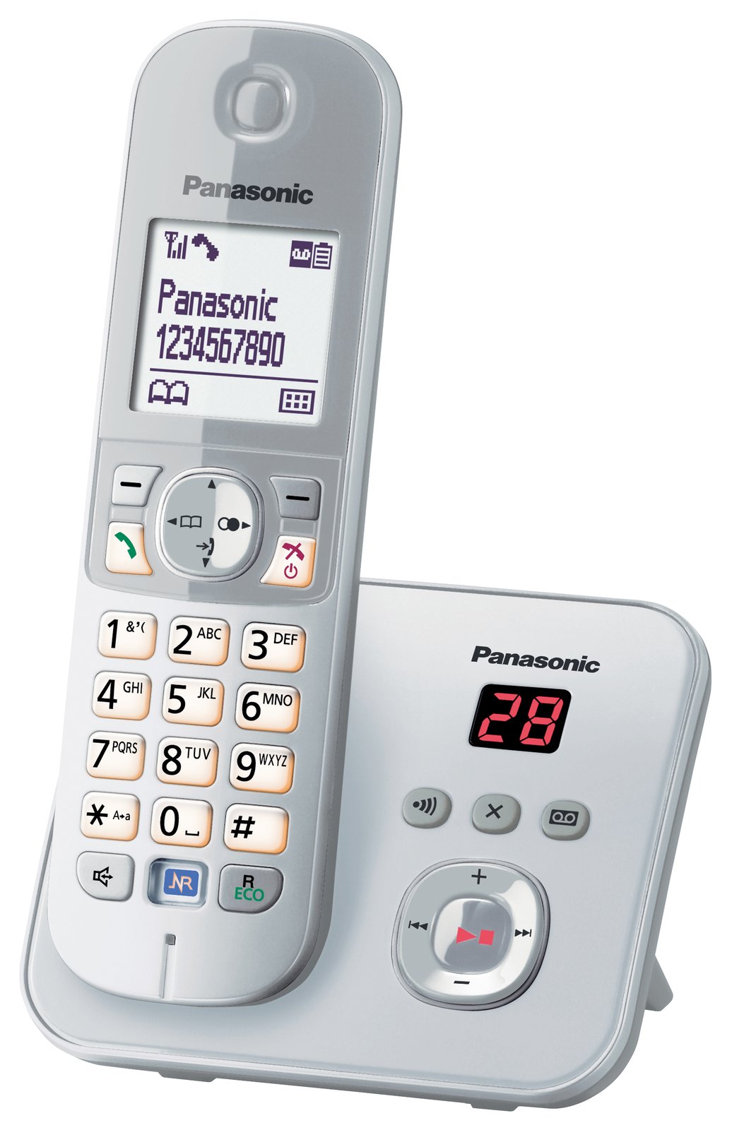 Panasonic KX-TG6821 - Schnurlostelefon - Anrufbeantworter mit Rufnummernanzeige - silber