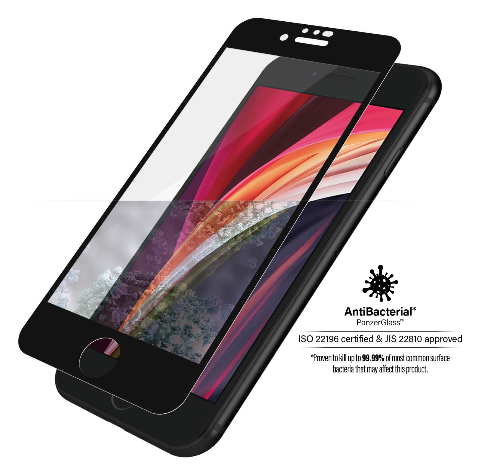 PanzerGlass Case Friendly - Bildschirmschutz für Handy - Glas - Rahmenfarbe schwarz - für Apple iPhone 6, 6s, 7, 8