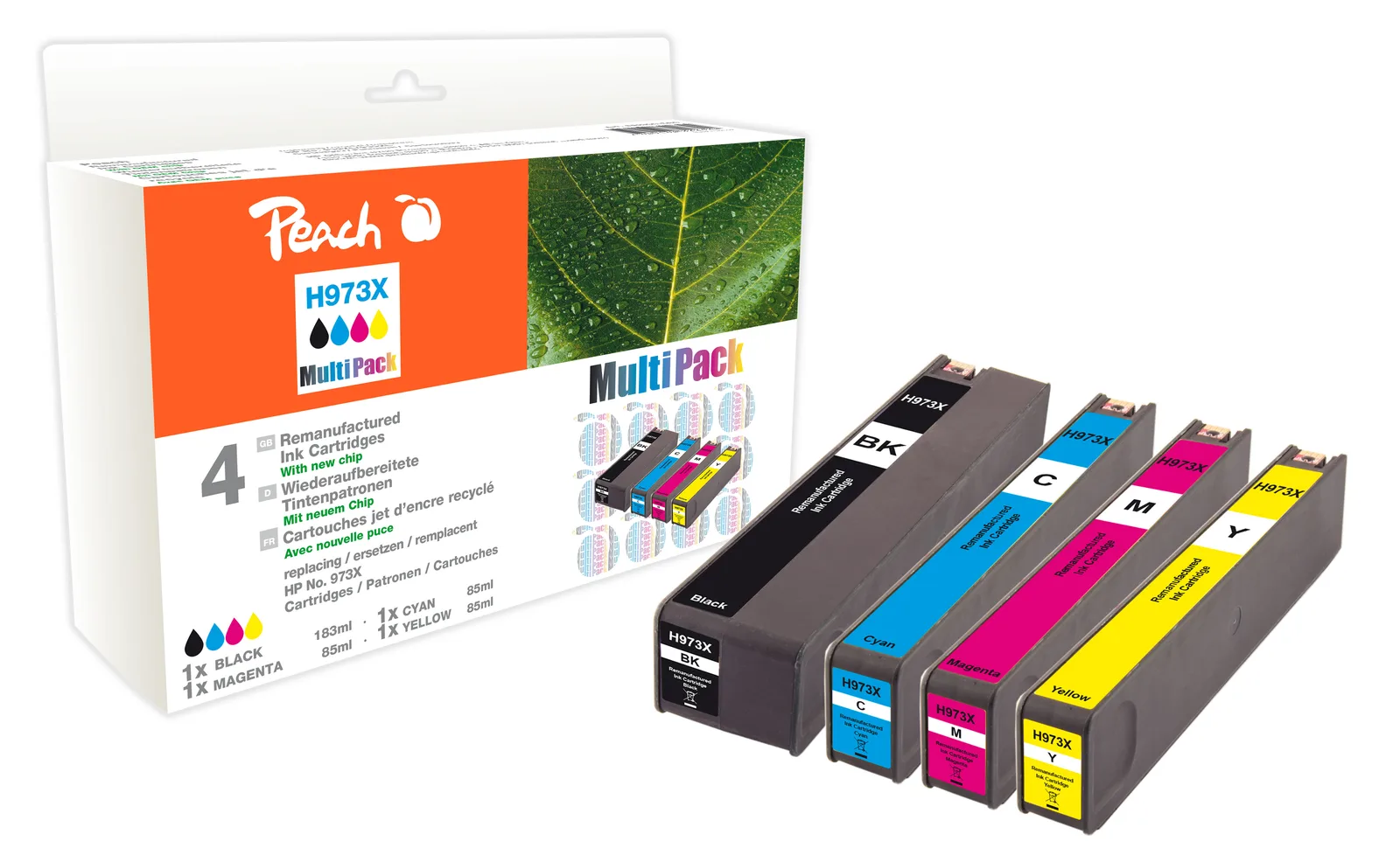 Peach 319972 - Compatible - Tinte auf Pigmentbasis - Schwarz - Cyan - Magenta - Gelb - HP, Ansicht 2