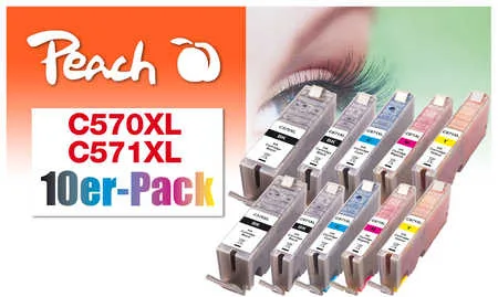 Peach C570XL/C571XL - 10er-Pack - XL-Yield - Schwarz, Gelb, Cyan, Magenta - kompatibel - wiederaufbereitet, Ansicht 2