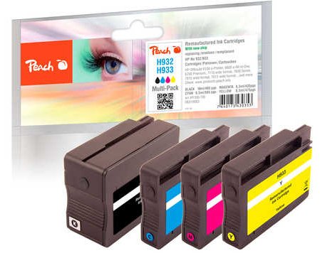 Peach Combi-Pack H932/H933 - 4er-Pack - Schwarz, Gelb, Cyan, Magenta - Tintenpatrone (Alternative zu: HP 932, HP 933)