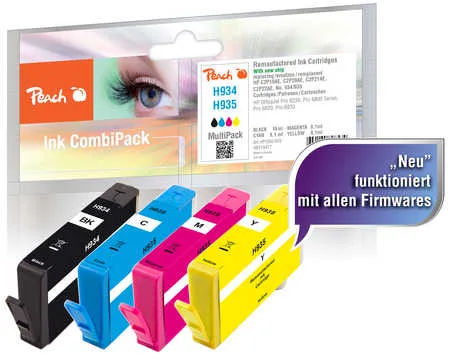 Peach Combi-Pack H934/H935 - 4er-Pack - Schwarz, Gelb, Cyan, Magenta - Tintenpatrone (Alternative zu: HP 935, HP 934), Ansicht 2