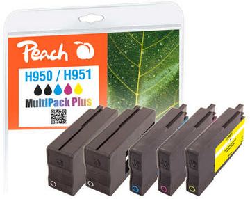 Peach Combi-Pack PLUS H950/H951 - 5er-Pack - Schwarz, Gelb, Cyan, Magenta - (Alternative zu: HP 950, HP 951) von LumaTech