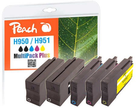 Peach Combi-Pack PLUS H950/H951 - 5er-Pack - Schwarz, Gelb, Cyan, Magenta - (Alternative zu: HP 950, HP 951)