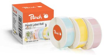 Peach Etiketten-Rollen PE103 3 Rollen 3x 180 Stueck 12x40 mm 3 Farben von LumaTech