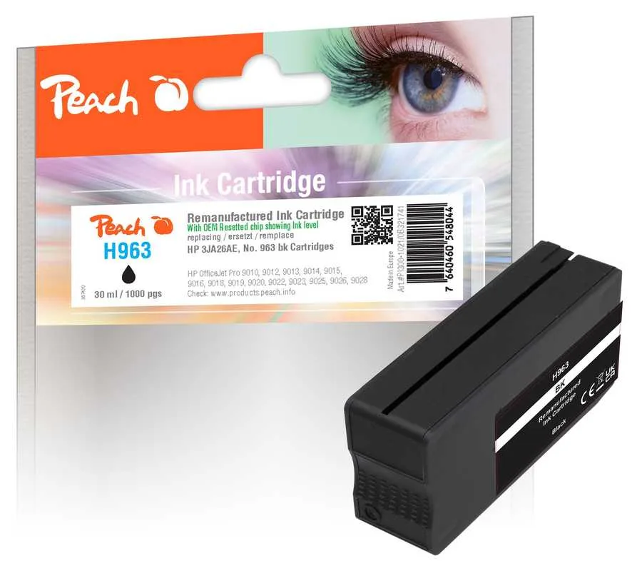 Peach Patrone HP Nr.963 3JA26AE black OEM reset ink level remanufactured - Wiederaufbereitet - Kompatibel, Ansicht 2