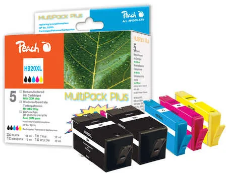 Peach Spar Pack Plus - 5er-Pack - XL-Kapazität - Schwarz, Gelb, Cyan, Magenta - Tintenpatrone (Alternative zu: HP 920XL), Ansicht 2