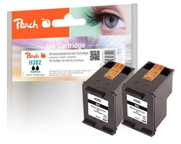 Peach TwinPack - 2er-Pack - 6 ml - Schwarz - kompatibel - wiederaufbereitet - Tintenpatrone (Alternative zu: HP 302) von LumaTech