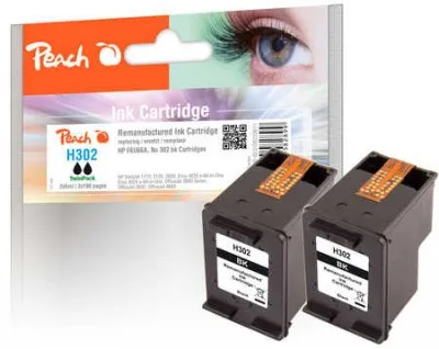 Peach TwinPack - 2er-Pack - 6 ml - Schwarz - kompatibel - wiederaufbereitet - Tintenpatrone (Alternative zu: HP 302), Ansicht 2