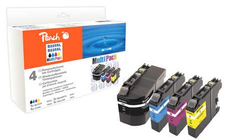 Peach Combi-Pack - 4er-Pack - Schwarz, Gelb, Cyan, Magenta (Alternative zu: Brother LC229XXL, Brother LC225XL)