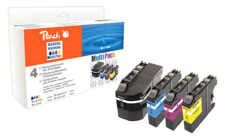 Peach Combi-Pack - 4er-Pack - Schwarz, Gelb, Cyan, Magenta (Alternative zu: Brother LC229XXL, Brother LC225XL), Ansicht 2