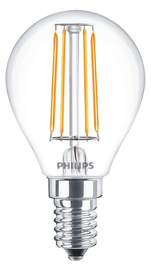Philips Classic LEDLuster - Glühbirne mit LED-Filament - Form: P45 - klar Finish - E14 - 4 W (Entsprechung 40 W)