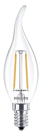 Philips CorePro - Glühbirne mit LED-Filament - Form: BA35 - klar Finish - E14 - 2 W (Entsprechung 25 W)