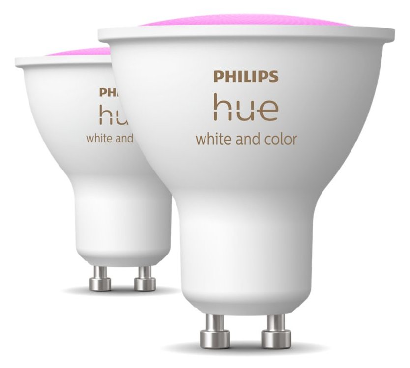 Philips Hue White and Color Ambiance - LED-Spot-Glühbirne - GU10 - 4.2 W - Klasse E - Multicolor/warm (Packung mit 2)