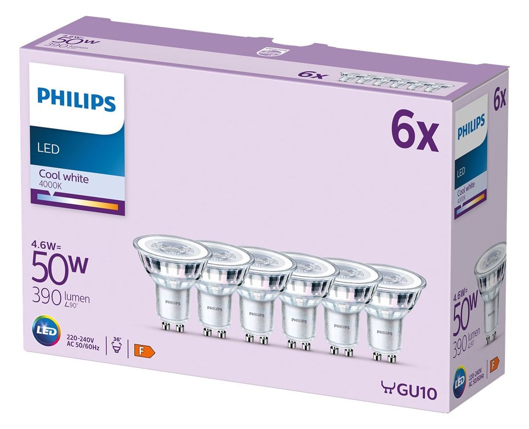 Philips LED Classic - LED-Spot-Glühbirne - klar Finish - GU10 - 4.6 W (Entsprechung 50 W)