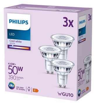 Philips LED Classic - LED-Spot-Glühbirne - klar Finish - GU10 - 4.6 W (Entsprechung 50 W) von LumaTech