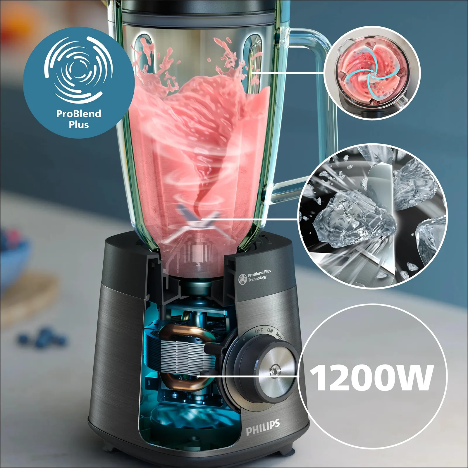 Philips Series 5000 HR3040 Blender Smoothie-funktion Pulsfunktion, Ansicht 2
