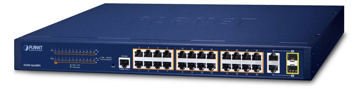 Planet FGSW-2624HPS - Switch - Smart - 24 x 10/100 (PoE+)