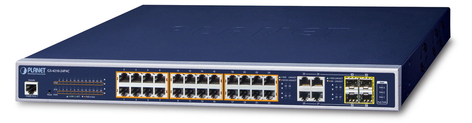 Planet GS-4210-24P4C - Switch - managed - 24 x 10/100/1000 (PoE+)