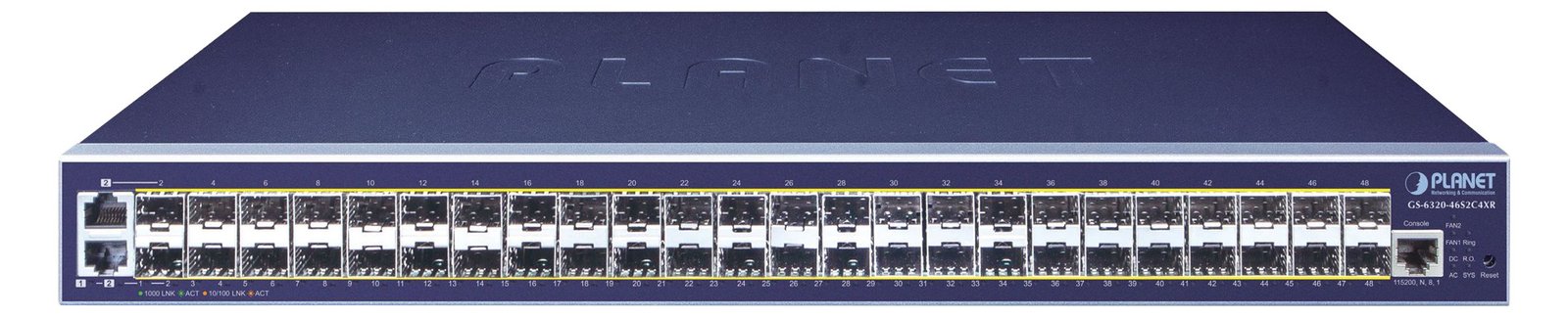 Planet GS-6320-46S2C4XR - Switch - L3 - managed - 46 x Gigabit SFP + 4 x 1 Gigabit/10 Gigabit SFP+ (Uplink)