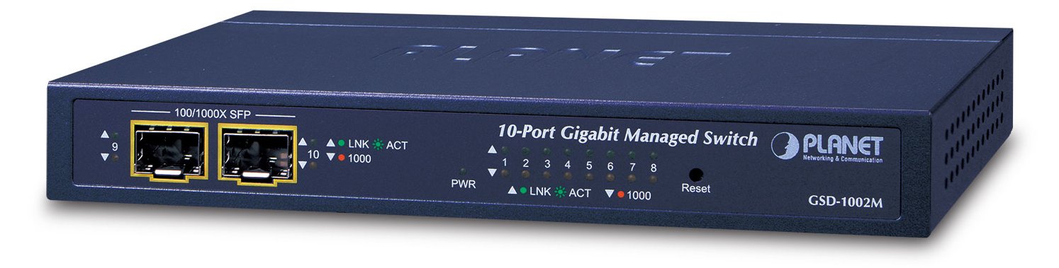 Planet GSD-1002M - Switch - managed - 8 x 10/100/1000 + 2 x Fast Ethernet/Gigabit SFP