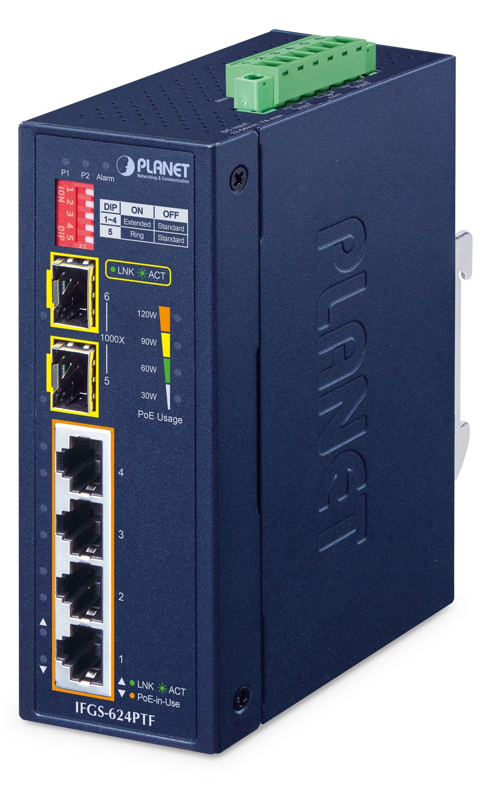Planet Industrial 100TX+ 100TX SFP IFGS-624PTF - Switch - 0,1 Gbps