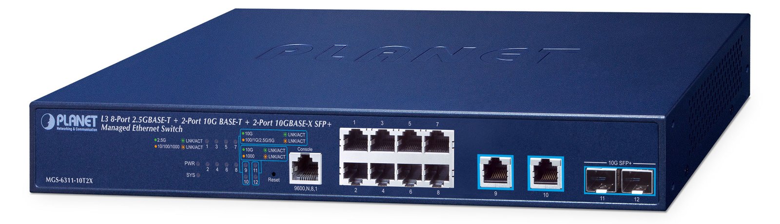 Planet MGS-6311-10T2X Layer 3 8-Port 2.5GBASE-T+ 2-Port 10GBASE-T+
