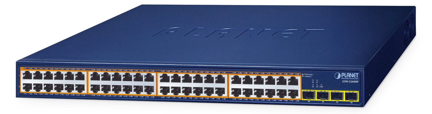 Planet PoE+ SFP Switch GSW-5240HP - Switch - 1 Gbps