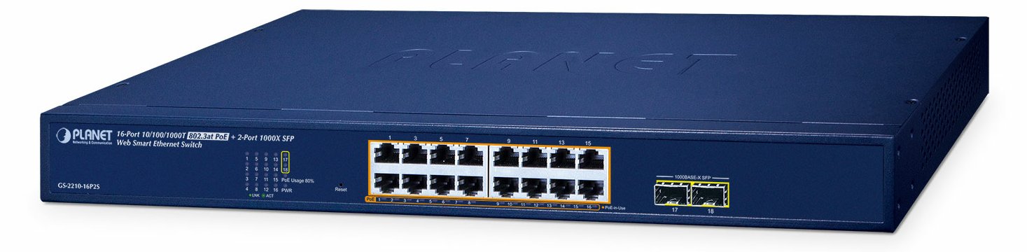 Planet Poe+ Web Smart Switch GS-2210-16P2S - Switch - Kupferdraht