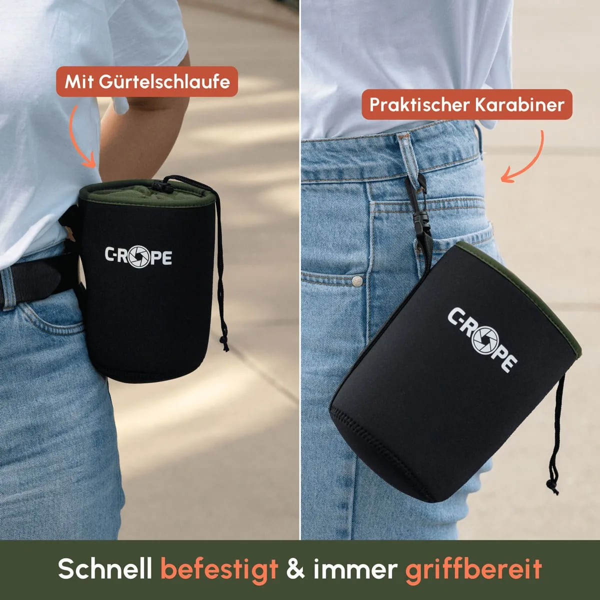 C-ROPE Objektivbeutel V2 Schwarz Variation XXL 32x14cm retail, Ansicht 4