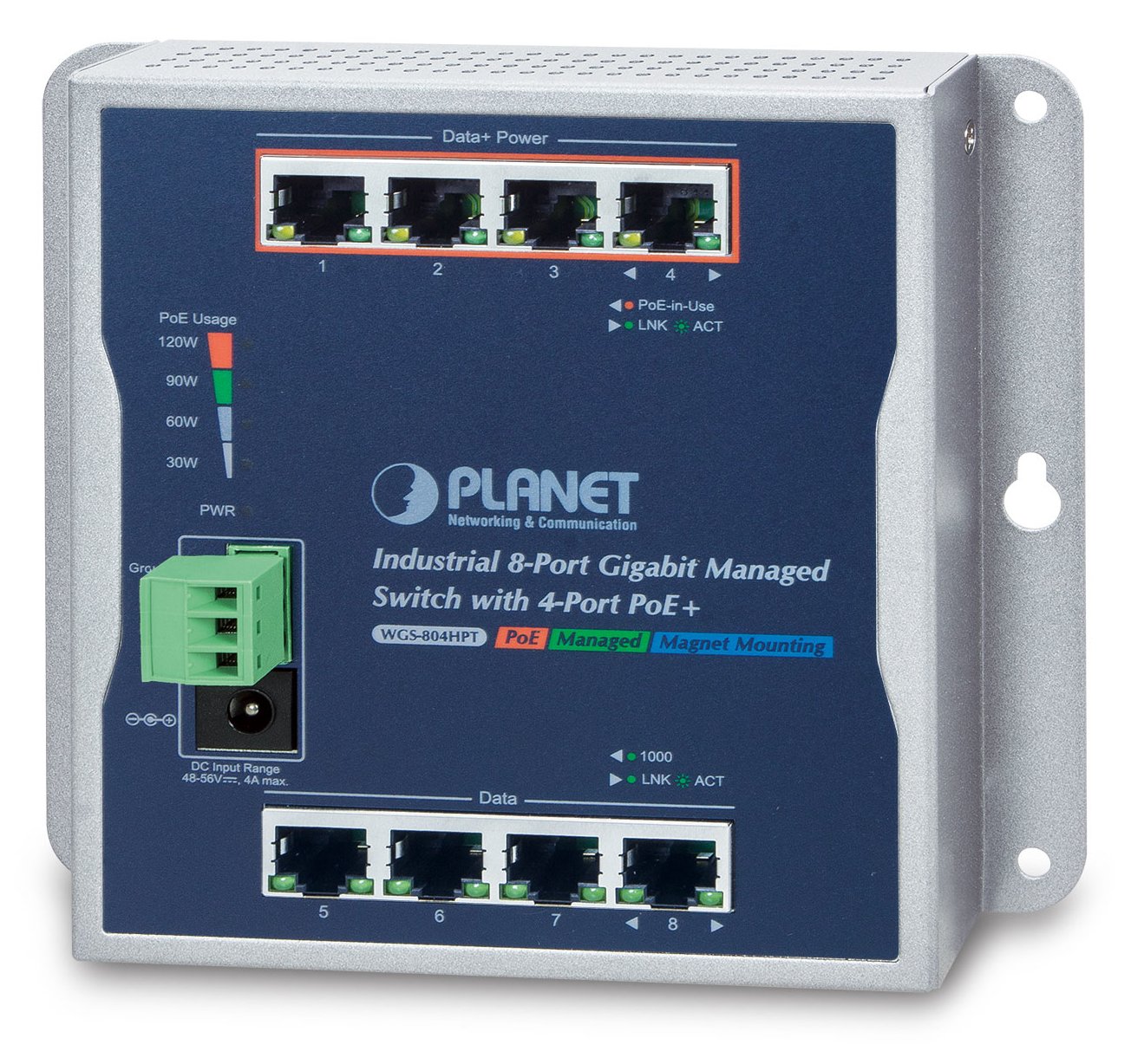 Planet WGS-804HPT - Switch - managed - 4 x 10/100/1000 (PoE+)