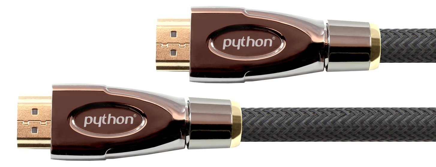 PYTHON Anschlusskabel HDMI 2.0 Kabel 4K2K / UHD 60Hz - 24K vergoldete Kontakte - OFC - Nylongeflecht schwarz - 1m
